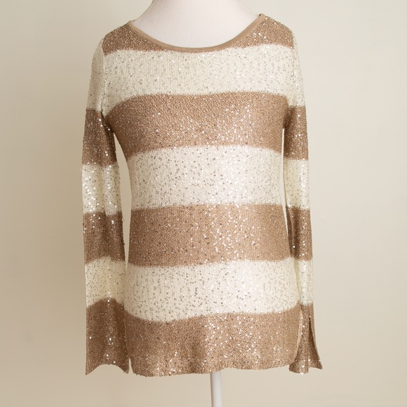 Striped Sequin Knit Sweater - Picture 2 of 4